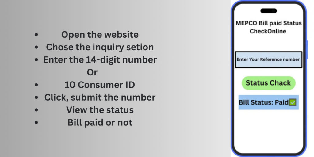Check MEPCO Bill Paid Status how to bill paid status check