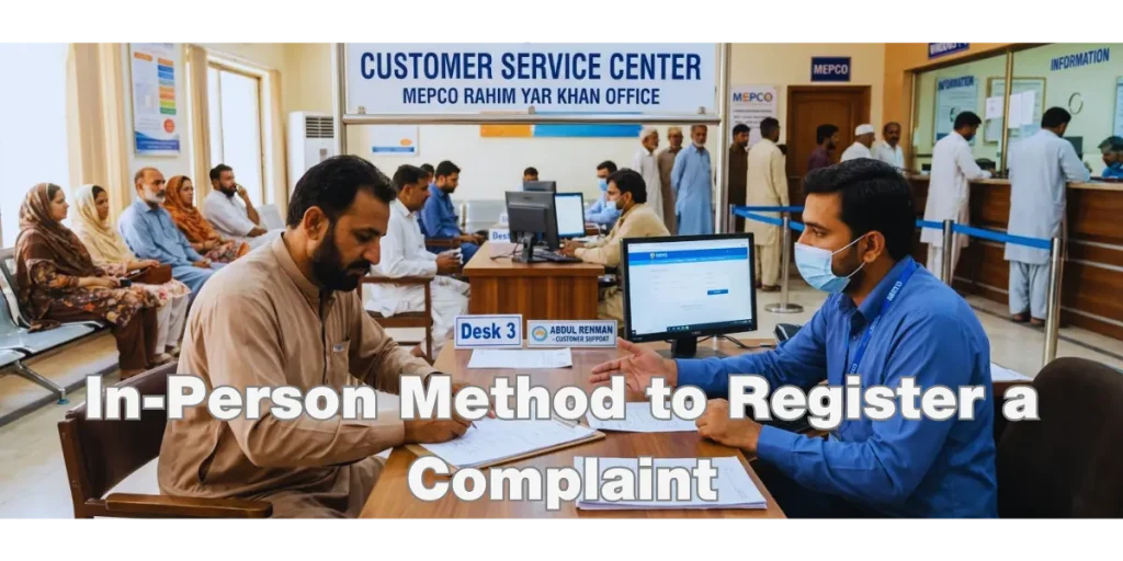 MEPCO Bill Complaint Registration Online In-person complaint registration at electricity office customer service desk