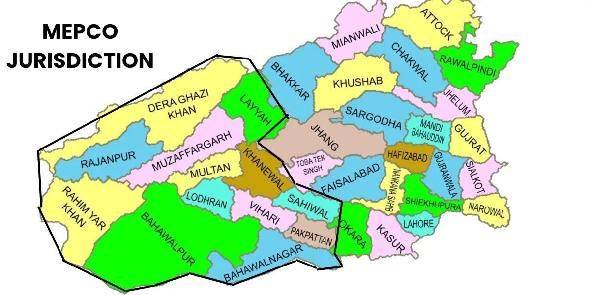 MEPCO Bill Areas under Mepco